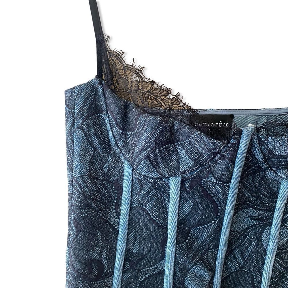 New Retrofete Trice Dress denim lace mini bustier party S $598 - Picture 9 of 14